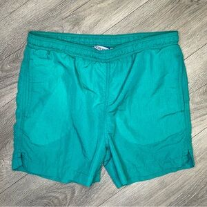 Vintage Green Shorts 90's Lined Swim Athletic Running Bottoms Size Large